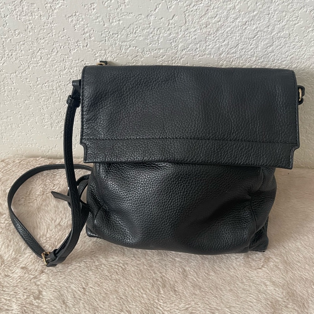 Vince Camuto Black Pebbled Leather Crossbody Purse